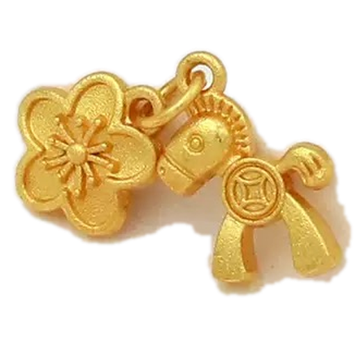 Gold Horse & Blossom Charm